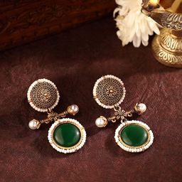 Priyaasi Gold-Plated Beads Beaded Contemporary Drop Earrings-41