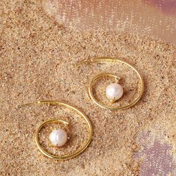 Priyaasi Gold Plated Pearl Beaded Hoop Earrings-56