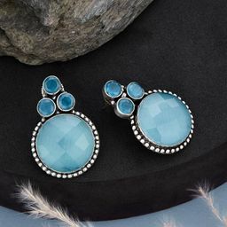 Fabindia Stone Studded Contemporary Drop Earrings-image-53