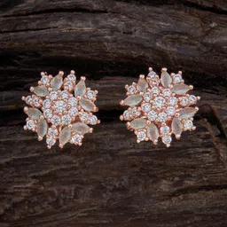 Kushal's Fashion Jewellery Rose Gold-Plated Floral Studs Earrings-18