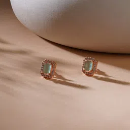 Ruby Raang Rose Gold-Plated Square Studs Earrings-12