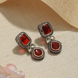 Saraf RS Jewellery American Diamond Gold Plated Drop Earrings-53