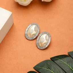 Mali Fionna Silver-Plated Contemporary Studs Earrings-image-81