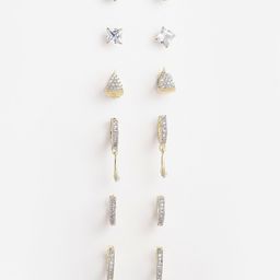 DressBerry Set Of 6 White Gold-Plated Contemporary Studs Earrings-image-10
