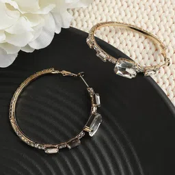 DressBerry Gold-Toned Gold-Plated Circular Hoop Earrings-55