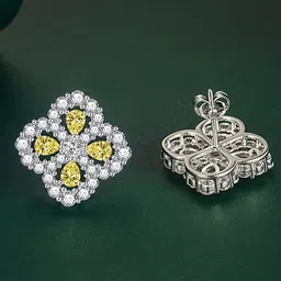 Designs & You Silver-Plated CZ-Studded Floral Stud Earrings-15
