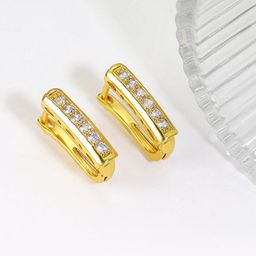 MYKI Gold-Plated Contemporary CZ Studded Hoop Earrings-39