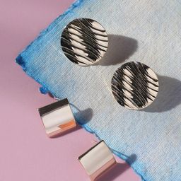SOHI Set Of 2 Gold-Plated Contemporary Stud Earrings-38