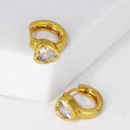 MYKI Gold-Plated Cubic Zirconia-Studded Contemporary Studs Earrings-23