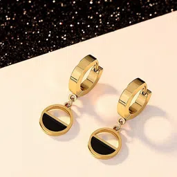 MYKI Gold-Plated Stainless Steel Contemporary Cubic Zirconia Hoop Earrings-17