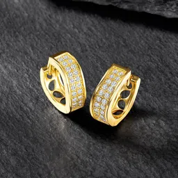 Peora Gold-Plated Contemporary Hoop Earrings-image-56