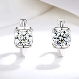 MYKI Silver-Toned Silver-Plated Stainless Steel Contemporary Studs Earrings-image-28