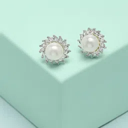 AMI Silver-Toned Contemporary Studs Earrings-9