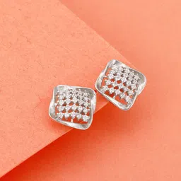 GIVA 925 Sterling Silver Rhodium-Plated Square Studs Earrings-image-94