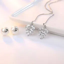 MYKI Silver-Toned Stainless Steel Contemporary Studs Earrings-52