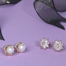 Zaveri Pearls Gold-Toned Contemporary Studs Earrings-85