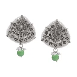 Shining Jewel - By Shivansh Silver-Plated Oxidised Artificial Beads Studs Earrings-10