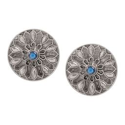 Shining Jewel - By Shivansh Silver Plated Cubic Zirconia Studed Oxidised Stud Earrings-image-57