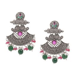 Shining Jewel - By Shivansh Silver-Plated Cubic Zirconia Studded Contemporary Drop Earring-48