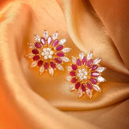 Saraf RS Jewellery Magenta Contemporary Stud Earrings-44