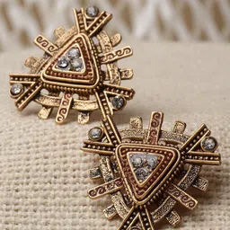KARATCART Gold-Plated Contemporary Studs Earrings-picture-7