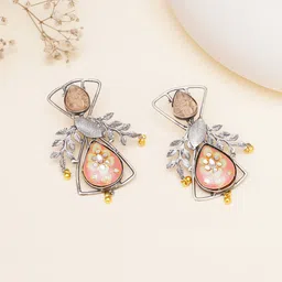Mali Fionna Artificial Stones and Beads Contemporary Drop Earrings-image-3