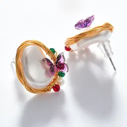 SOHI Gold-Plated Contemporary Studs Earrings-7