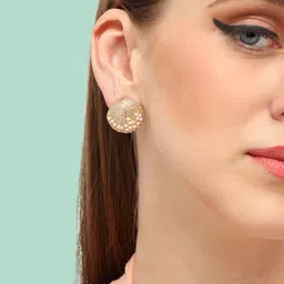 SOHI Gold-Plated Contemporary Studs Earrings-67