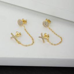 Carlton London Gold-Plated Contemporary Studs Earrings-image-24