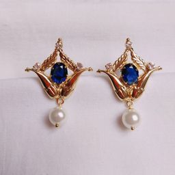 kurdekars divuu Gold Plating Contemporary Artificial Beads Antique Studs Earrings-38
