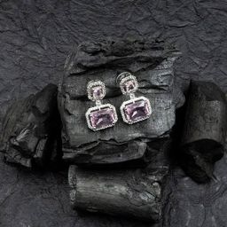 StileAdda Silver-Plated Geometric Drop Earrings image 1