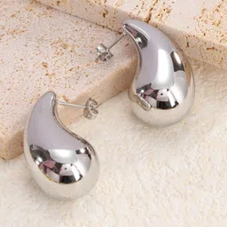 VAGHBHATT Silver-Plated Stainless Steel Teardrop Shaped Drop Earrings-15