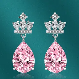 Designs & You Silver-Plated CZ Studded Teardrop Shaped Drop Earrings-3