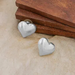 Bellofox Silver-Toned Silver-Plated Heart Shaped Studs Earrings-image-48