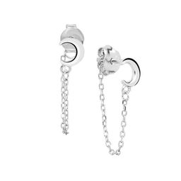 Nistra Rhodium-Plated Crescent Shaped Drop Earrings-29