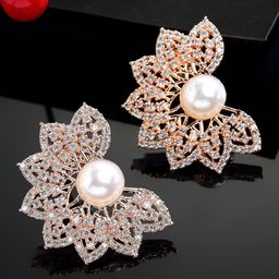 ZENEME Rose Gold-Plated Crescent Shaped Studs Earrings-34