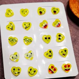 FEMMIBELLA Set Of 10 Heart Shaped Emoji Stud Earrings-88
