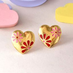 Voylla Gold Plated Heart Shaped Studs-55