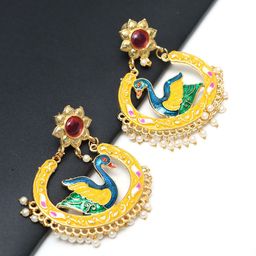 Ozanoo Gold Plated Meenakari Chandbalis-13