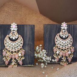 I Jewels Peach-Coloured Contemporary Gold Plated Chandbalis Earrings-32