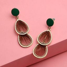DressBerry Green Gold plated Drop Earrings-image-8