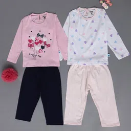 V-Mart Infants Pack Of 2 Printed Pure Cotton T-shirt with Trousers-image-65