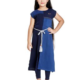 Peppermint Girls Colourblocked Kurta With Leggings-image-23