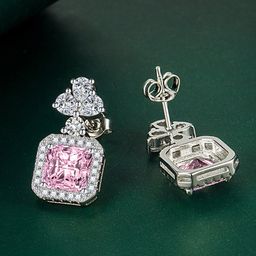 Designs & You Silver-Plated Cubic Zirconia-Studded Square Drop Earrings image 4