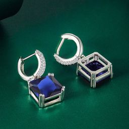 Designs & You Silver-Plated Cubic Zirconia-Studded Square Shaped Drop Earrings image 4