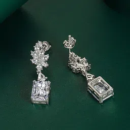 Designs & You Cubic Zirconia Silver Plated Geometric Drop Earrings image 2