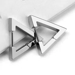 VAGHBHATT Silver Plated Triangular Hoop Earrings image 5