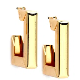 Bohey by KARATCART Gold-Plated Geometric Half Hoop Earrings image 2
