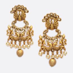 PANASH Gold-Plated Peacock Shaped Drop Earrings image 2