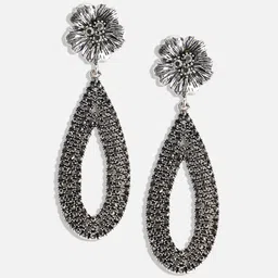 SOHI Silver-Plated Teardrop-Shaped Drop Earrings image 2